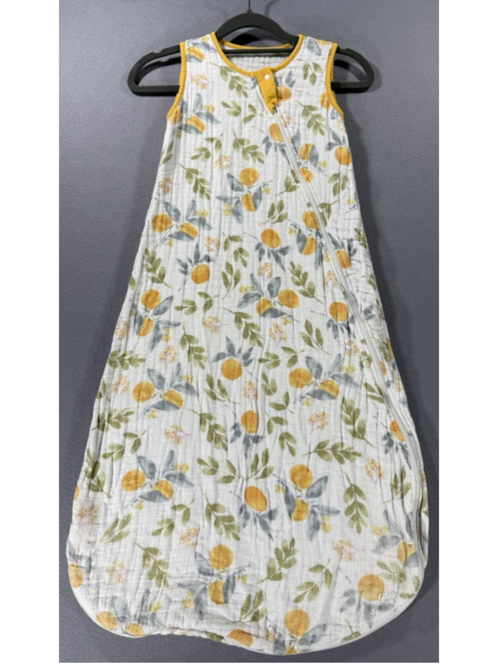 Duomiaomiao Muslin Sleep Sack 18-36 Months Orange Green Botanical Leaf Zipper